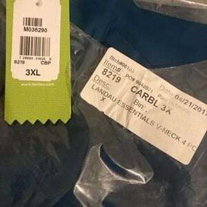 Brand new landau  8219 3 x v neck uniform top carribean blue